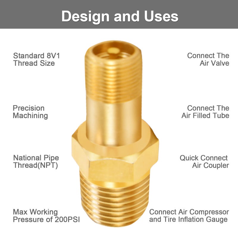 GODESON 1/8"NPT Tank Valve, Anti-Corrosion Brass Schrader Valve with 1/8"Male NPT,Using with Air Compressor Tanks(Pack of 4) - Image 5